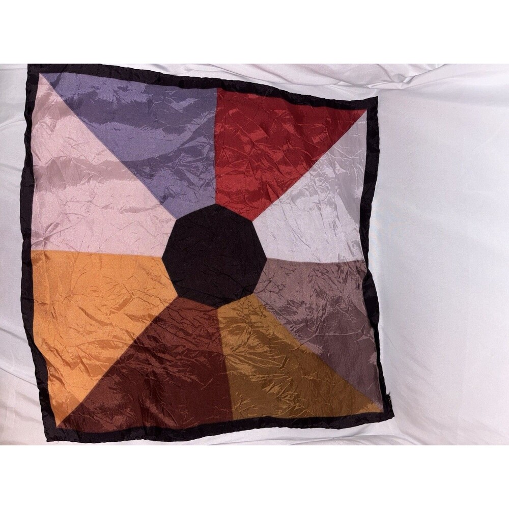 Vintage Pocket Square Scarf Geometric Acetate Hand Rolled Made in Japan